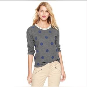 GAP gray blue polka dot beaded top XS